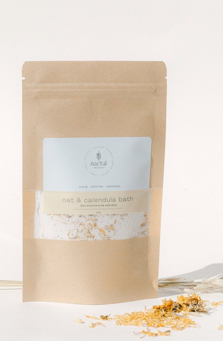 colloidal oatmeal calendula soothing  bath for most sensitive delicate skin baby mama mom bath soak and bath wash. soothing eczema bath soak, eczema relief hydrating bath. baby safe skincare. baby safe oat bath. infant safe
